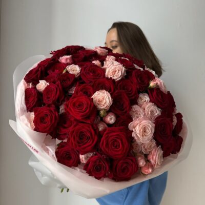 Red and Peach roses