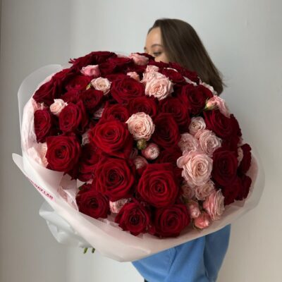 Red and Peach roses